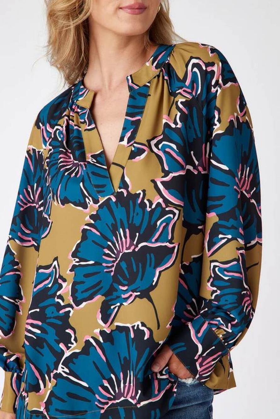 Crosby by Mollie Burch Rhett Tunic 12237F2	Marigold Blue Floral Small S NEW NWT